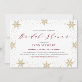 Hochzeitsfeier mit Gold & Red Winter Snowflake - B Einladung (Vorderseite)