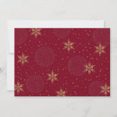 Hochzeitsfeier mit Gold & Red Winter Snowflake - B Einladung (Rückseite)