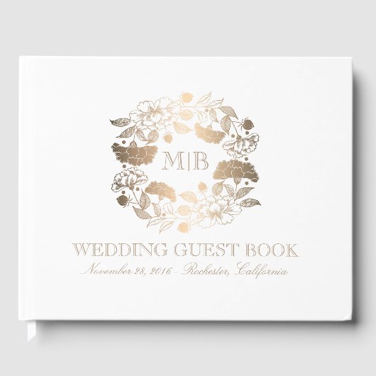 Hochzeitsfeier mit Gold und Weiß Gästebuch (Vorderseite)