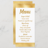 Hochzeitsfeier mit Gold und Weiß Menükarte (Vorne/Hinten)