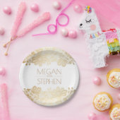 Hochzeitsfeier mit Gold und Weiß Spitzen Pappteller (Party)