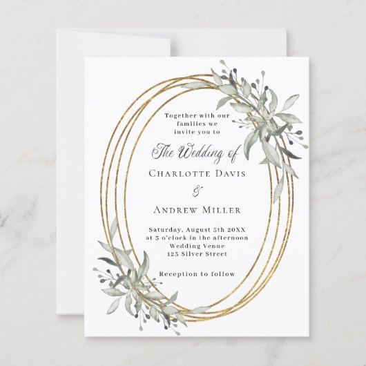 Hochzeitsfeier mit goldenem Grün (Vorderseite)