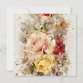 Hochzeitsfeier mit goldener Flora Einladung (Rückseite)