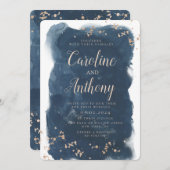 Hochzeitsfeier mit Goldmedaille für die blaue Rose Einladung (Vorne/Hinten)