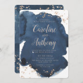 Hochzeitsfeier mit Goldmedaille für die blaue Rose Einladung (Vorne/Hinten)