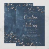 Hochzeitsfeier mit Goldmedaille für die blaue Rose Einladung (Vorne/Hinten)