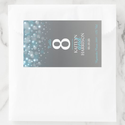 Hochzeitsfeier mit graublauer Tischnummer Rechteckiger Aufkleber (Tasche)