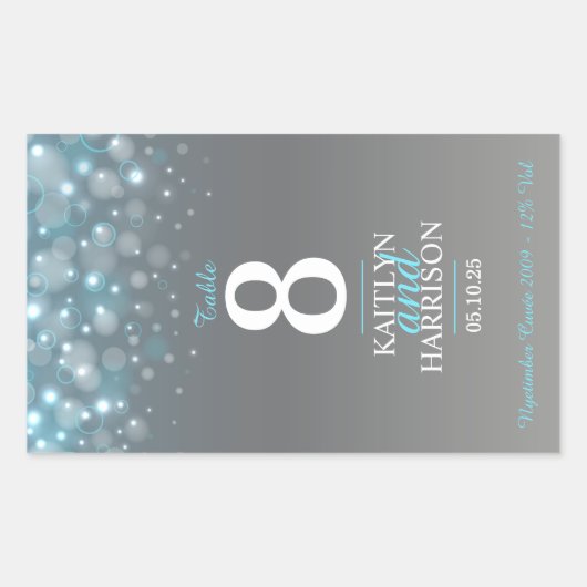 Hochzeitsfeier mit graublauer Tischnummer Rechteckiger Aufkleber (Vorderseite)