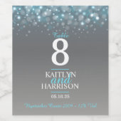 Hochzeitsfeier mit graublauer Tischnummer Weinetikett (Einzelnes Label)