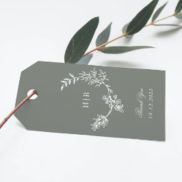 Hochzeitsfeier mit grünem Blumenkreide Geschenkanhänger