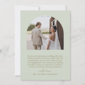 Hochzeitsfeier mit grünem Boho Beaded Arch Frame Dankeskarte (Rückseite)