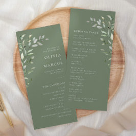 Hochzeitsfeier mit grünem Olive Botanisches Elegan Programm