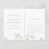 Hochzeitsfeier mit grünen Linien Das Datum speiche Postkarte (Rückseite)