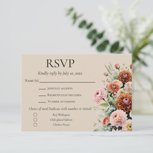 Hochzeitsfeier mit grüner Blüte RSVP Karte (Stehend Vorderseite)