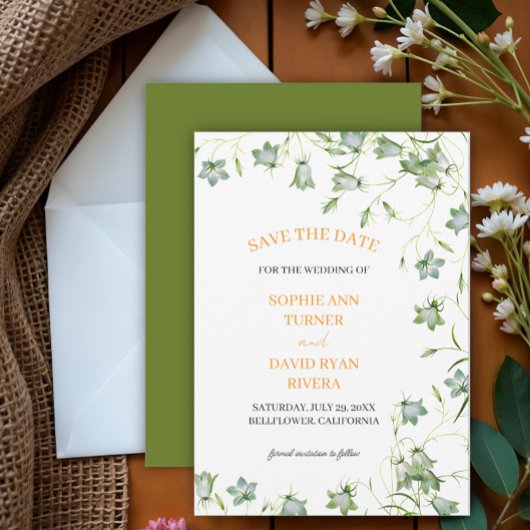 Hochzeitsfeier mit grüner Blüte Save The Date