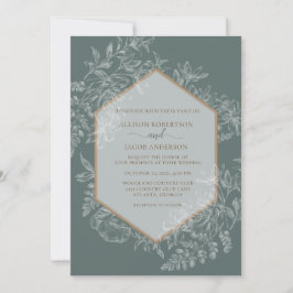 Hochzeitsfeier mit grüner Geometrie Einladung