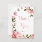 Hochzeitsfeier mit heißen rosa Blume Dankeskarte (Vorderseite)