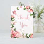 Hochzeitsfeier mit heißen rosa Blume Dankeskarte (Stehend Vorderseite)