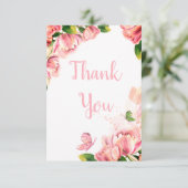 Hochzeitsfeier mit heißen rosa Blume Dankeskarte (Stehend Vorderseite)