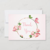 Hochzeitsfeier mit heißen rosa Blume Dankeskarte (Vorderseite)