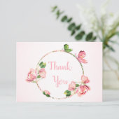 Hochzeitsfeier mit heißen rosa Blume Dankeskarte (Stehend Vorderseite)