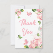 Hochzeitsfeier mit heißen rosa Blume Dankeskarte (Vorderseite)