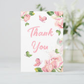 Hochzeitsfeier mit heißen rosa Blume Dankeskarte (Stehend Vorderseite)