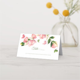 Hochzeitsfeier mit heißen rosa Blume Platzkarte