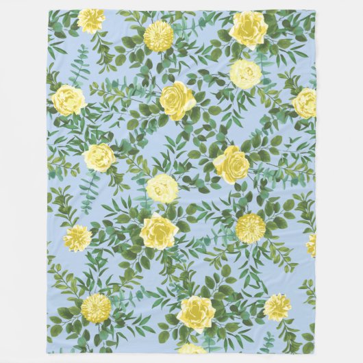 Hochzeitsfeier mit hellgelben und blauen Rose Fleecedecke (Vorderseite)