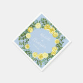 Hochzeitsfeier mit hellgelben und blauen Rose Serviette (Ecke)