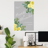 Hochzeitsfeier mit hellgelben und grauen Rose Poster (Heimbüro)