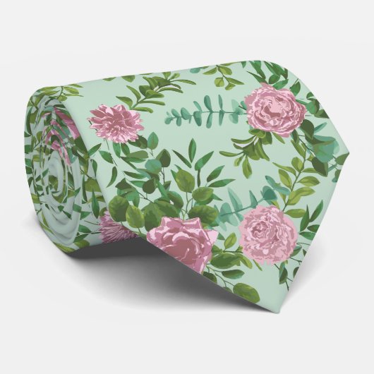 Hochzeitsfeier mit hellgrün und blassrosa Rose Krawatte (Gerollt)