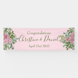 Hochzeitsfeier mit hellrosa Rose Banner