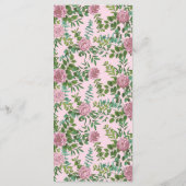 Hochzeitsfeier mit hellrosa Rose Menükarte (Rückseite)