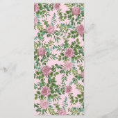 Hochzeitsfeier mit hellrosa Rose Menükarte (Rückseite)