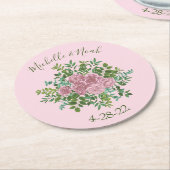 Hochzeitsfeier mit hellrosa Rose Runder Pappuntersetzer (Angewinkelt)