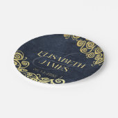 Hochzeitsfeier mit Hochzeitsnacht in Luxusblau und Pappteller (Schrägansicht)