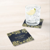 Hochzeitsfeier mit Hochzeitsnacht in Luxusblau und Rechteckiger Pappuntersetzer (Vor Ort)