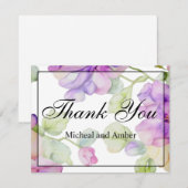 Hochzeitsfeier mit lila Aquarell in Rosa Dankeskarte (Vorne/Hinten)