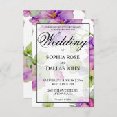 Hochzeitsfeier mit lila Aquarell in Rosa Einladung (Vorne/Hinten)