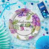 Hochzeitsfeier mit lila Aquarell in Rosa Pappteller (Party)