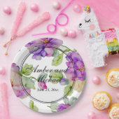 Hochzeitsfeier mit lila Aquarell in Rosa Pappteller (Party)