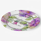 Hochzeitsfeier mit lila Aquarell in Rosa Pappteller (Schrägansicht)