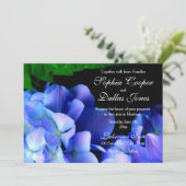 Hochzeitsfeier mit lila blauen Hydrangea Einladung (Stehend Vorderseite)
