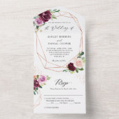 Hochzeitsfeier mit Lila Blush All In One Einladung (Innen Boden)