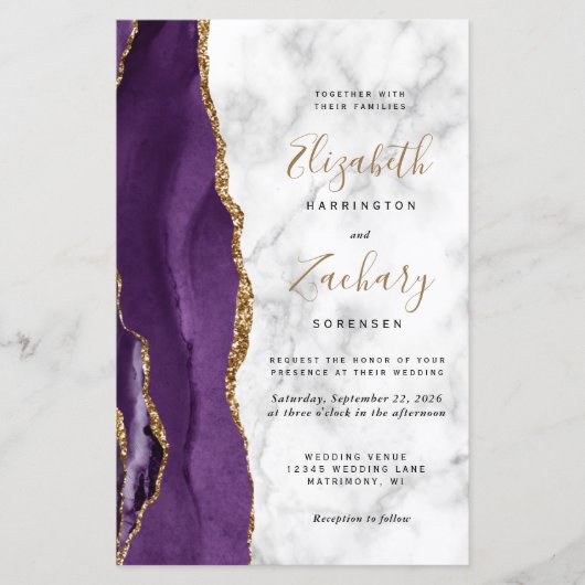 Hochzeitsfeier mit Lila Gold-Agate-Marmor (Vorderseite)