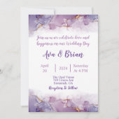 Hochzeitsfeier mit Lila Marmor Einladung (Vorderseite)