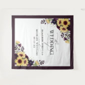 Hochzeitsfeier mit Lila Sonnenblume Wandteppich (Vorderseite (Horizontal))