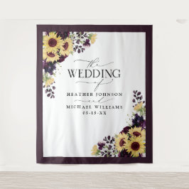 Hochzeitsfeier mit Lila Sonnenblume Wandteppich