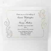 Hochzeitsfeier mit Luxus-Gold-Blüh Dreifach Gefaltete Einladung (Innen Erste Seite)